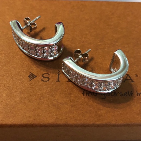 Silpada Cubic Zirconia Sterling Silver Earrings P1395 - Picture 10 of 17